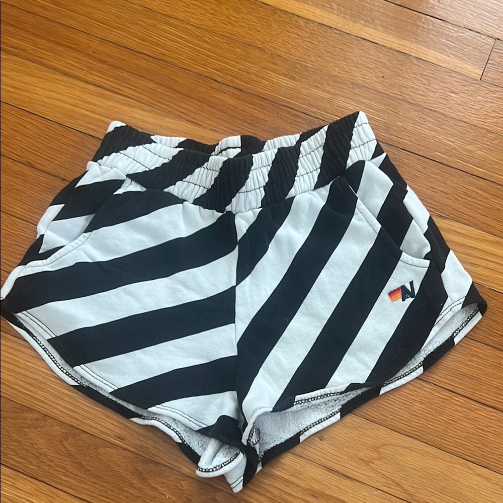 Black and White Striped Women's Shorts
